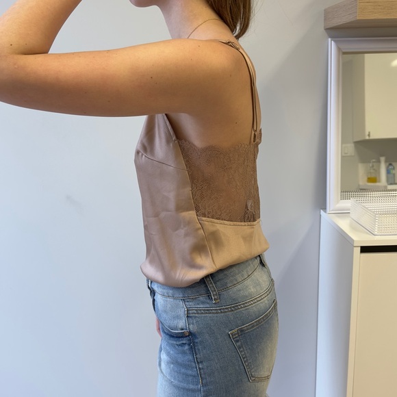 DYNAMITE camisole high point cami with/ lace natural - Picture 2 of 6